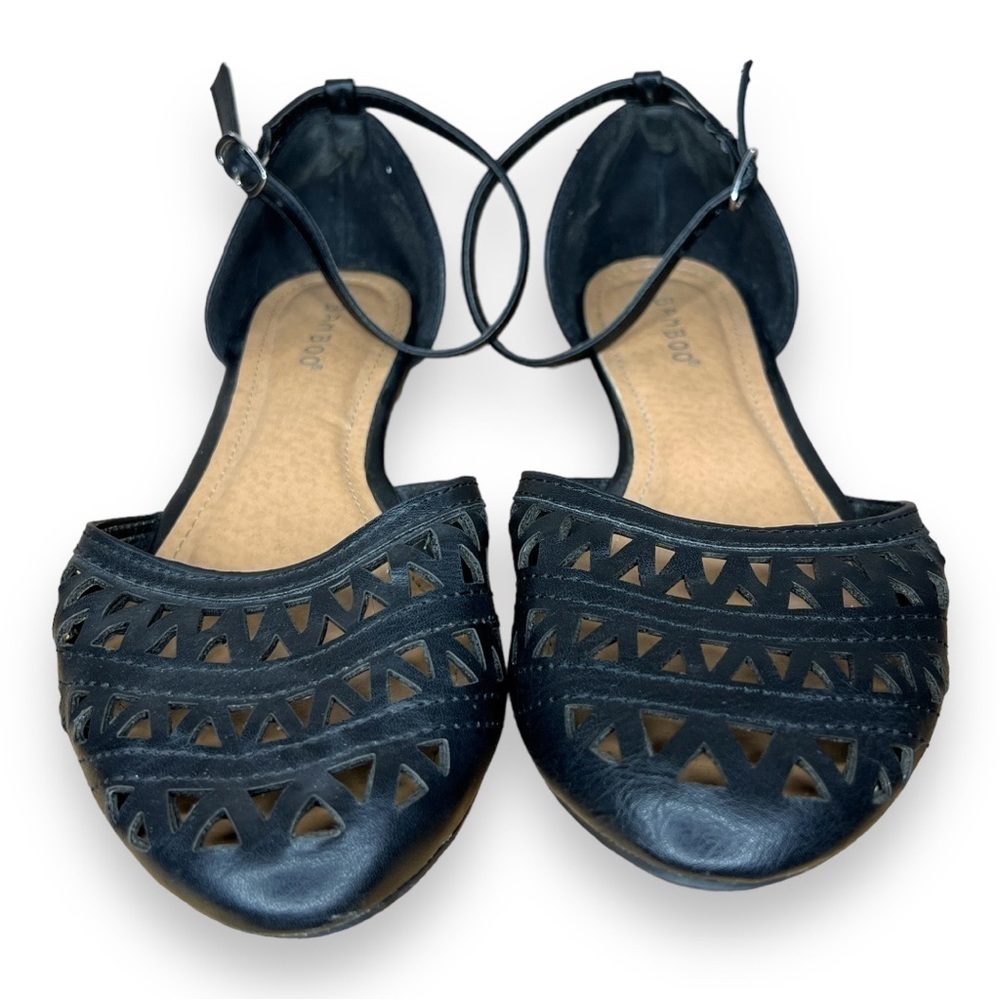 BAMBOO Black Cutout Ankle Strap Sandals
